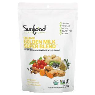 Органическое Золотое Молоко Супер Смешайте Порошок, Sunfood, 168 г купить в Киеве и Украине