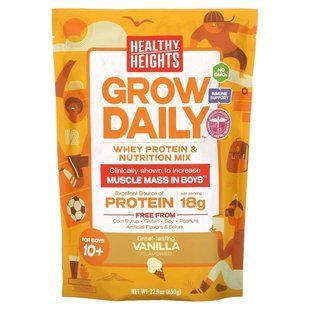 Healthy Heights, Grow Daily, Whey Protein & Nutrition Mix, For Boys 10+, Vanilla, 22.9 oz (650 g)