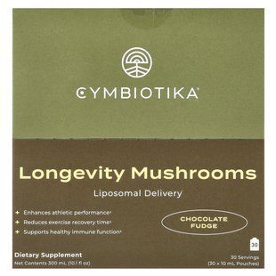 Cymbiotika, Longevity Mushrooms, Liposomal Delivery, Chocolate Fudge, 30 Pouches, 10 ml Each купить в Киеве и Украине