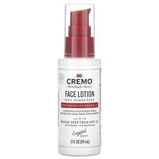 Cremo, Лосьйон для обличчя з сонцезахисним кремом, профілактична формула, SPF 20, 2 рідкі унції (59 мл)