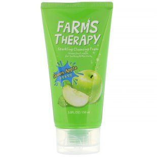 Shimmering cleansing foam, green apple, Farms Therapy, Doori Cosmetics, 150 ml.