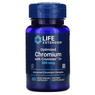 Оптимизированный хром, Optimized Chromium with Crominex 3, Life Extension, 500 мкг, 60 вегетарианских капсул купить в Киеве и Украине