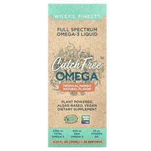Без улавливания омега, тропическое манго, CatchFree Omega, Tropical Mango, Wiley's Finest, 125 мл купить в Киеве и Украине