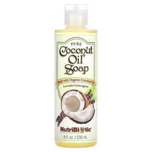 Мыло с кокосовым маслом лаванда-лемонграсс органик NutriBiotic (Coconut Oil Soap) 236 мл купить в Киеве и Украине