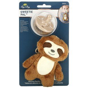 Itzy Ritzy, Sweetie Pal, silicone pacifier and plush pacifier Lovey, 0+ months, Sloth, set of 2 items
