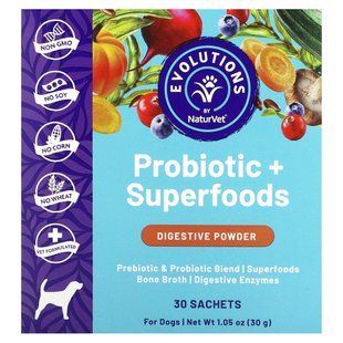 NaturVet, Probiotics + Superfoods, Digestive Powder, For Dogs, 30 Sachets, 0.03 oz (1 g) Each купить в Киеве и Украине