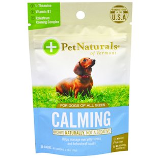 Успокаивающее средство для собак, Pet Naturals of Vermont, 30 жевательных таблеток, 1,59 унции (45 г) купить в Киеве и Украине