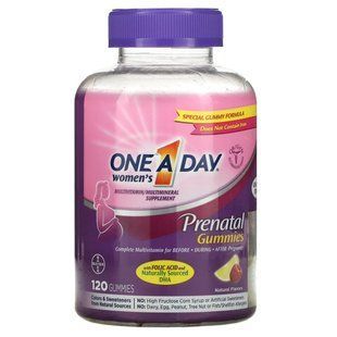 One-A-Day, Womens Prenatal Gummies with Folic Acid and DHA, Multivitamin / Multimineral Supplement, 120 Chewable Tablets
