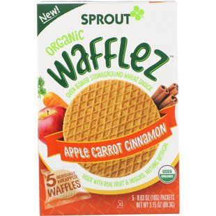 Wafflez, Яблочно-морковная корица, Sprout Organic, 5 пакетиков, 0,63 унции (18 г) купить в Киеве и Украине