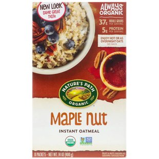 Овсяная каша с орехами и кленовым сиропом органик Nature's Path (Hot Oatmeal) 8 пакетиков по 50 г купить в Киеве и Украине