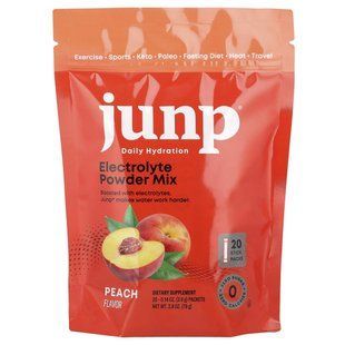 JUNP Hydration, Electrolyte Powder Mix, Peach, 20 Stick Packs, 0.14 oz (3.9 g) Each