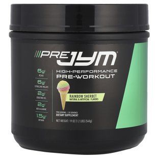 JYM Supplement Science, Pre JYM, high-performance pre-workout, rainbow sherbet, 1.2 pounds (540 g)