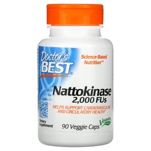 Наттокиназа, Nattokinase, 2000 FUs, Doctor's Best, 90 капсул купить в Киеве и Украине