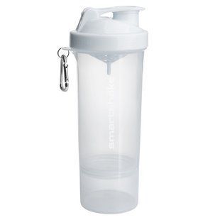 Шейкер 2 в 1 с контейнером внизу НЕОН белый SmartShake (Slim NEON Pure White) 500 мл купить в Киеве и Украине