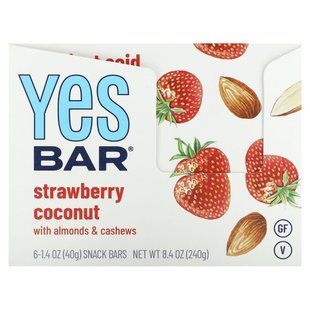 Батончики клубника и кокос Yes Bar (Snack Bar Strawberry Coconut) 6 батончиков купить в Киеве и Украине