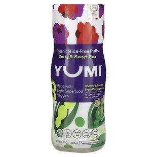Yumi, Organic Rice-Free Puffs, 8+ Months, Berry & Sweet Pea, 1.5 oz (42.5 g) купить в Киеве и Украине