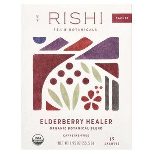 Rishi Tea, Цілитель з бузини, без кофеїну, 15 пакетиків, 2,11 унції (60 г)