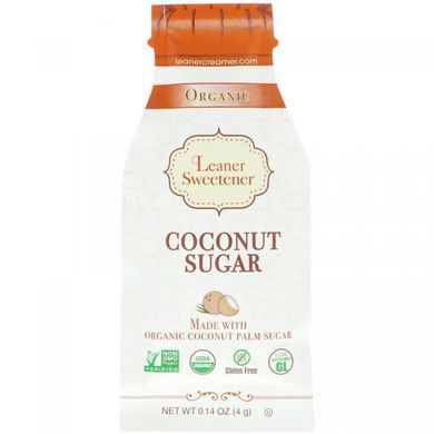 Органический кокосовый сахар, Organic, Coconut Sugar, Leaner Creamer, 20 индивидуальных упаковок по 0,14 унции (4 г) каждый купить в Киеве и Украине