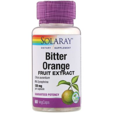 Екстракт плодів гіркого апельсина, Bitter Orange Extract, Solaray, 120 мг, 60 вегетаріанських капсул