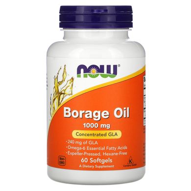 Олія огуречника Now Foods (Borage Oil) 1000 мг 60 капсул