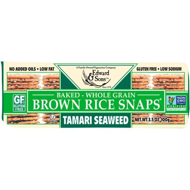 Печиво з запеченого коричневого рису з водоростями Тамарі Edward & Sons (Rice Snaps) 100 м