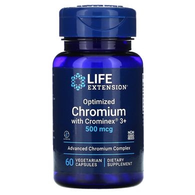 Оптимізований хром, Optimized Chromium with Crominex 3, Life Extension, 500 мкг, 60 вегетаріанських капсул
