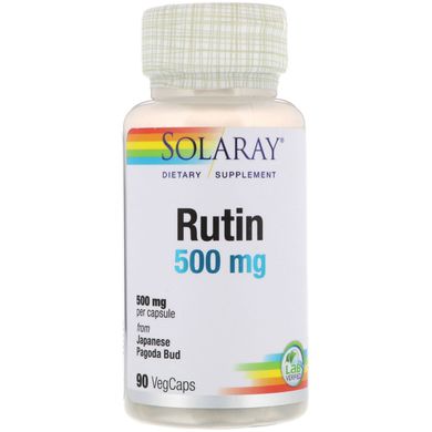 Рутин, Rutin, Solaray, 500 мг, 90 вегетаріанських капсул