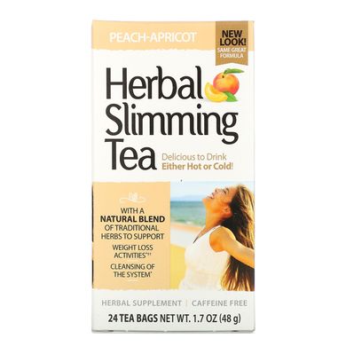 Рослинний чай для схуднення 21st Century (Herbal Slimming Tea) 24 пакетика зі смаком персик-абрикос