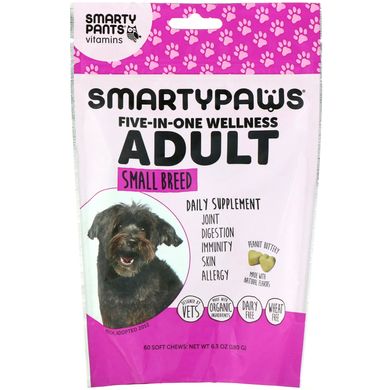 Комплексна добавка 5 в 1 для дорослих собак маленьких порід SmartyPants (SmartyPaws) 60 капсул