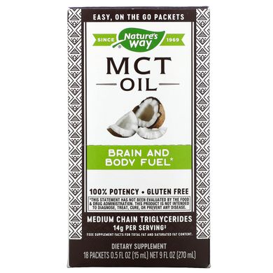Масло MCT Nature's Way (MCT Oil) 18 пакетов по 15 мл в каждом купить в Киеве и Украине