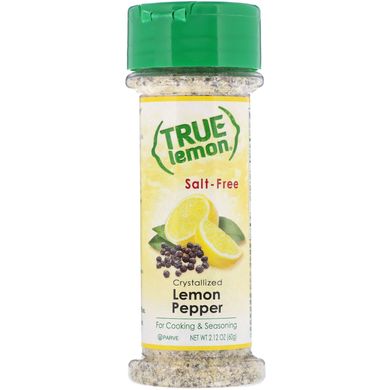 True Lemon, Кристалізований лимон і перець, Без солі, True Citrus, 2,12 унц (60 г)