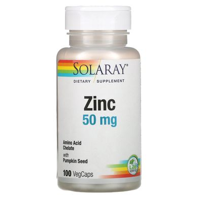 Цинк Solaray (Zinc Amino Acid Chelate) 50 мг 100 капсул купить в Киеве и Украине