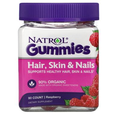 Комплекс для волосся шкіри і нігтів Natrol (Hair Skin & Nails) 90 жувальних таблеток зі смаком малини