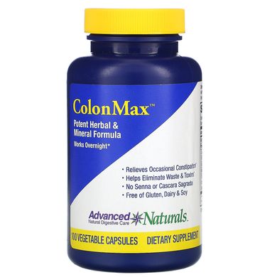 Потужна трав'яна і мінеральна формула для травлення, Colon Max, Potent Herbal & Mineral Formula, Advanced Naturals, 100 рослинних капсул
