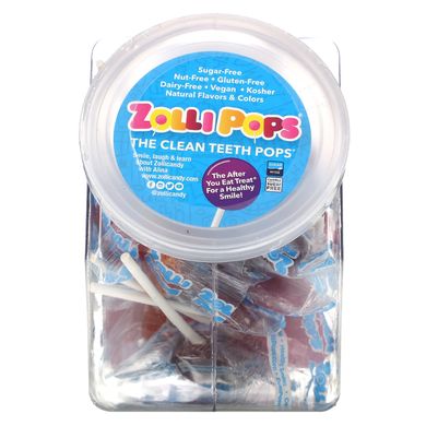 Чупачупси для чистих зубів, The Clean Teeth Pops, Assorted, Zollipops, 23 чупачупса