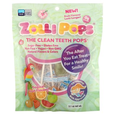 Zollipops, Zollipops, The Clean Teeth Pops, аромат тропічних фруктів, 3,1 унції