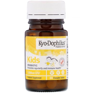 Детский Kyo-дофилус, жевательные таблетки с ванилью, Kyolic, 60 таблеток купить в Киеве и Украине