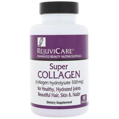 Super Collagen, колагеновий гідролізат, Rejuvicare, 500 мг, 90 капсул