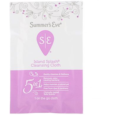 Очищаючі серветки 5 in 1, Island Splash, Summer's Eve, 16 серветок в індивідуальній упаковці