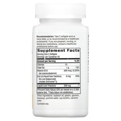 Energizing Iron, двойная формула железа, Enzymatic Therapy, 90 желатиновых капсул купить в Киеве и Украине