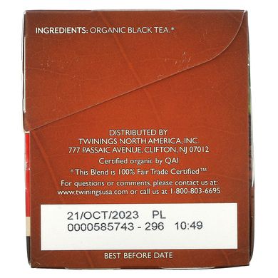 Чай черный «Завтрак» смесь органик Twinings (Black Tea) 20 пак. 40 г купить в Киеве и Украине