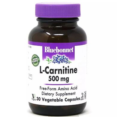 Карнітин Bluebonnet Nutrition (L-Carnitine) 500 мг 30 вегетаріанських капсул