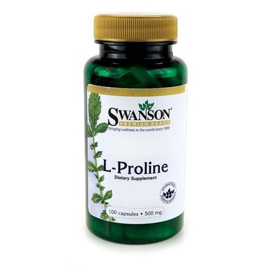 L-Пролин, L-Proline, Swanson, 500 мг, 100 капсул