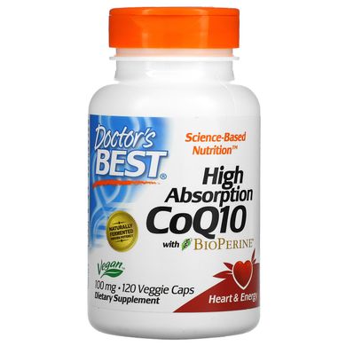 Коензим Q-10 з біоперином Doctor's Best (CoQ10 with Bioperine) 100 мг 120 капсул