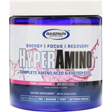 Аминокислоты, Hyper Amino, розовый лимонад, Gaspari Nutrition, 10,58 унции (300 г)