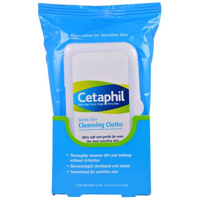 Очищаючі серветки для обличчя Cetaphil (Cleansing) 25 шт.