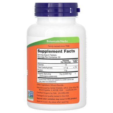 Спіруліна Now Foods (Spirulina) 500 мг 200 таблеток