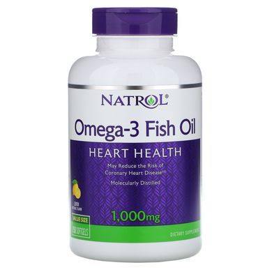 Риб'ячий жир Омега-3, натуральний лимонний смак, Omega-3 Fish Oil, Natrol, 1000 мг, 150 м'яких таблеток
