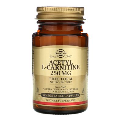 Ацетил Л-Карнитин Solgar (Acetyl L-Carnitine) 250 мг 30 капсул купить в Киеве и Украине