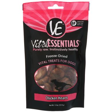 Сублімовані ласощі для собак, курячі сердечка, Vital Essentials, 53,9 г